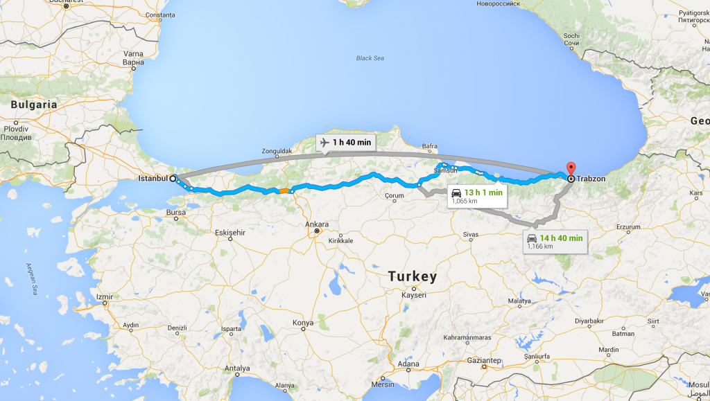 Istanbul to Trabzon 1000+ KMs Route