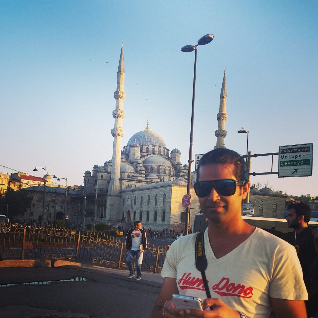 View of Blue Mosque from Galata Bridge